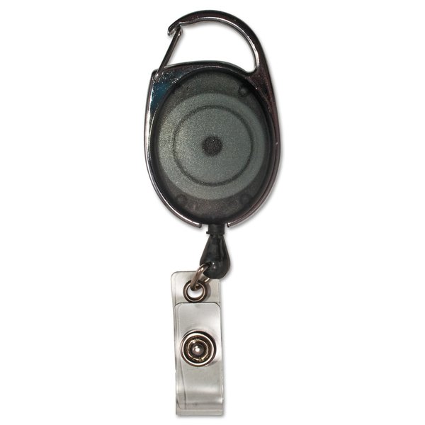 Advantus Carabiner-Style Retractable ID Card Reel, 30" Extension, Smoke, PK12 75551